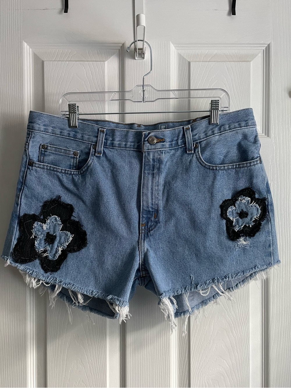 George Floral Denim Distressed Shorts - Picture 1 of 9